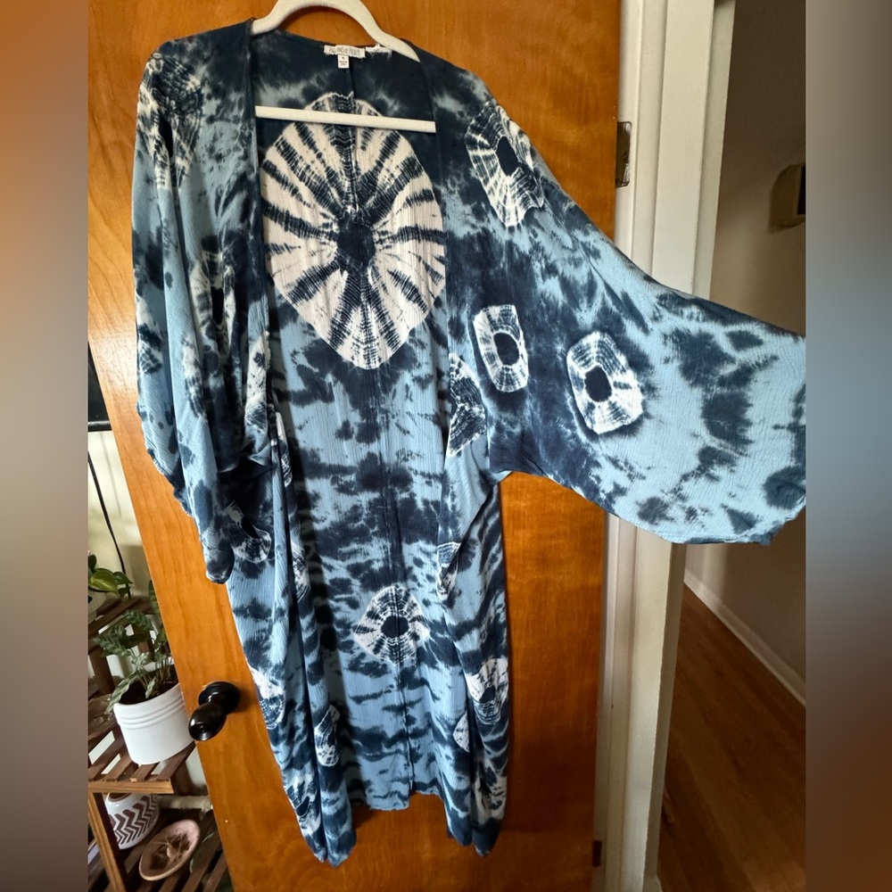 Long sleeve tie dye kimono